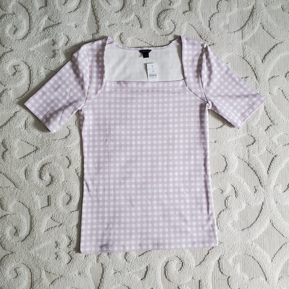 Gingham Square Neck Luxe Tee